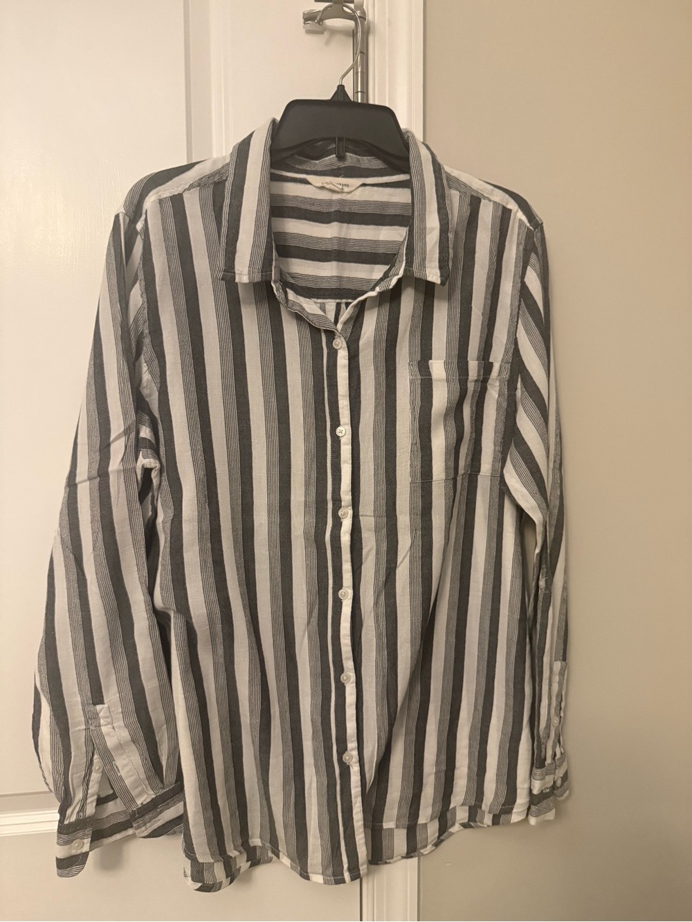 Lucky Brand Women's Striped Button-Down Shirt - Gray & White